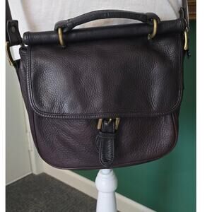 Vintage Timberland Dark Brown Pebbled Leather Saddlebag